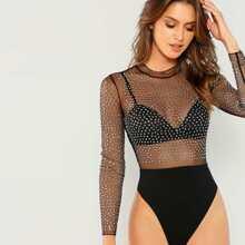 Body Con Pedrería Y Transparencias