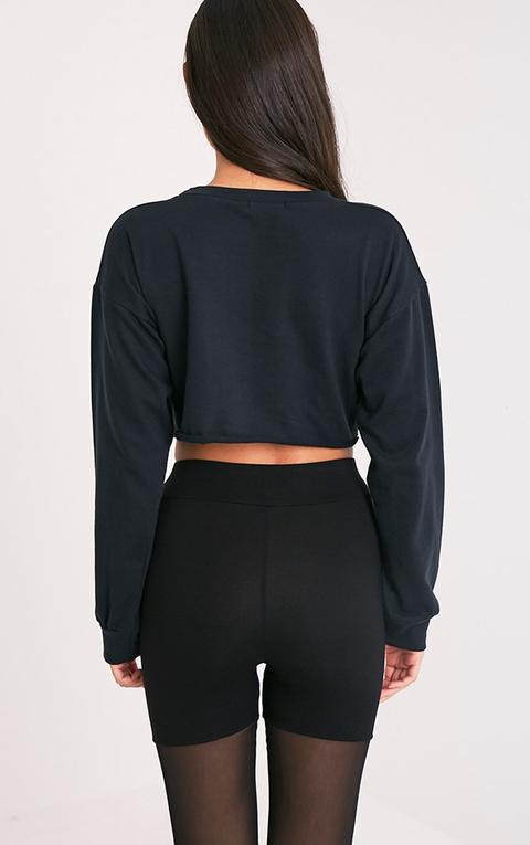 Beau Black Cut Off Crop Longsleeve Sweater