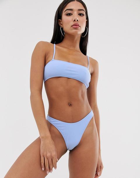 Top De Bikini Con Diseño A Tiras En Azul Mix And Match De Missguided
