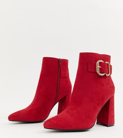 New Look - Bottines À Talon Avec Boucle - Rouge - Rouge