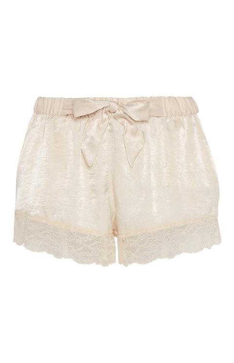 Shorts Color Champagne In Raso