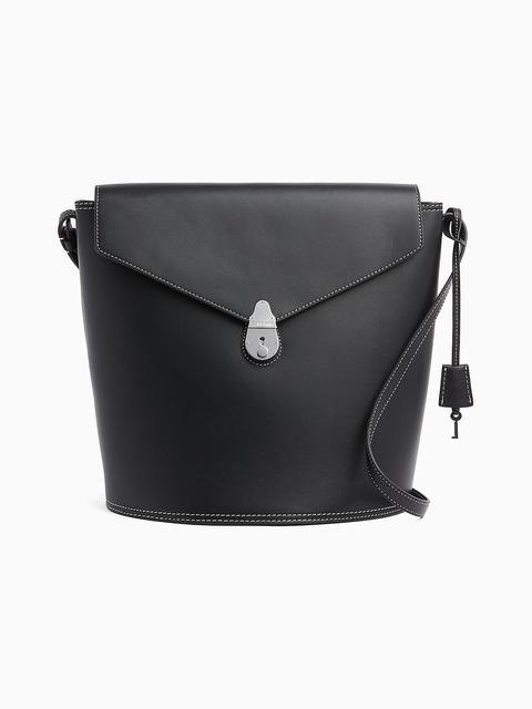 Leather Lock Bucket Bag