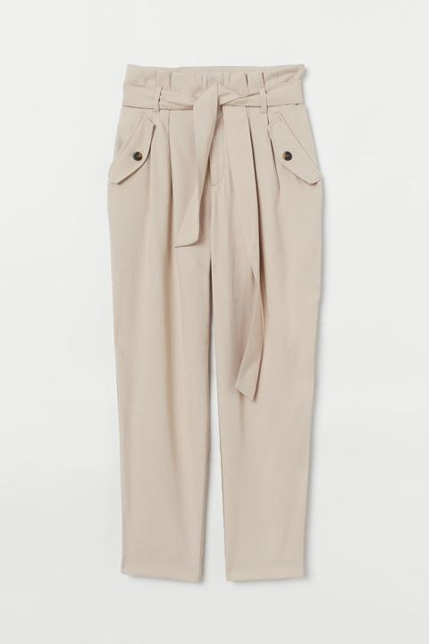 H & M - Pantaloni Con Cintura - Beige