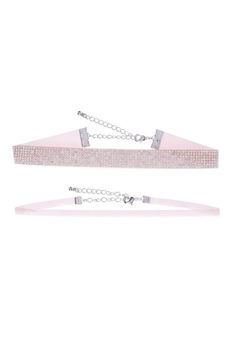 2 Choker Color Cipria Con Strass