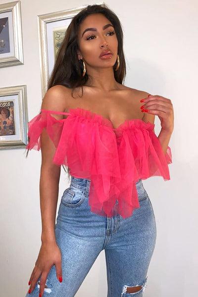 Pink Tulle Ruffle Bodysuit - Irelia