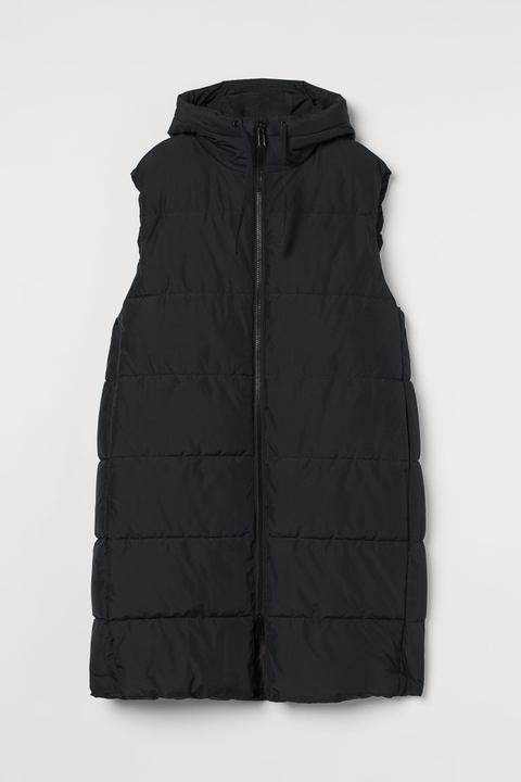 H & M+ Hooded Puffer Gilet - Black