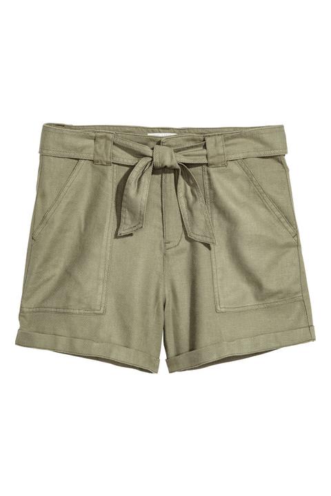 H & M - Shorts In Misto Lino - Verde