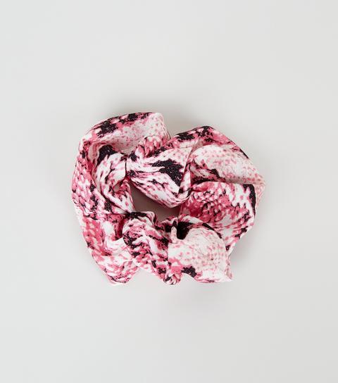 Mid Pink Snake Print Scrunchie New Look