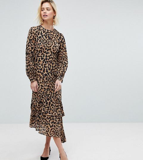 Vestido De Chifón Con Estampado De Leopardo De Warehouse