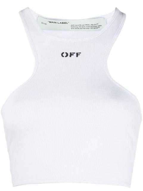 Off-white Top Crop Rowing À Logo Imprimé - Blanc