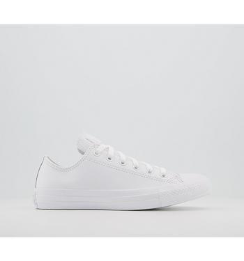 All Star Low Leather White Mono Leather 