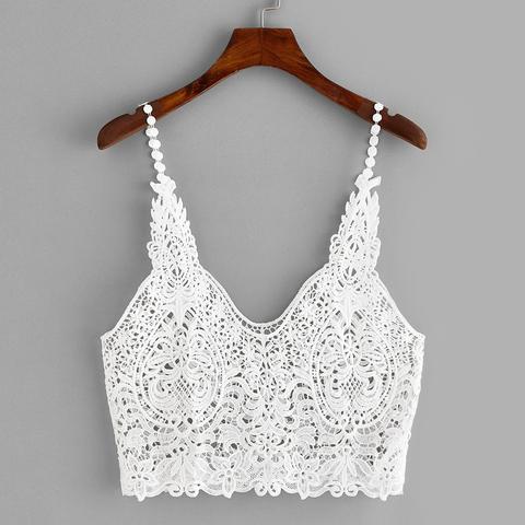 Top De Tirante Con Encaje Fino De Croché
