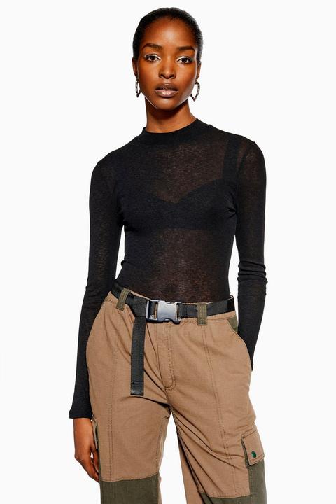 Mesh Funnel Neck Top