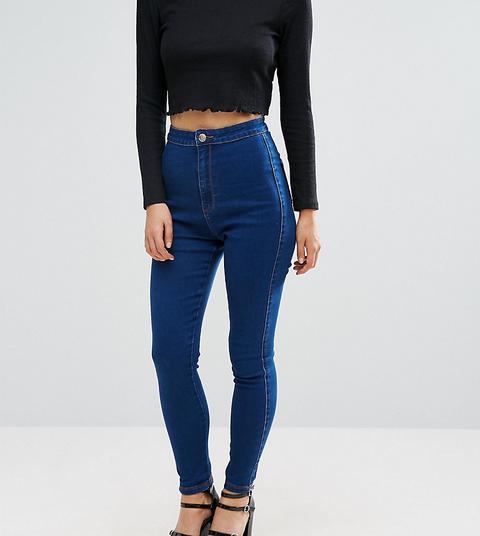 Missguided Petite - Vice - Jeans Skinny A Vita Alta Super Elasticizzati - Blu
