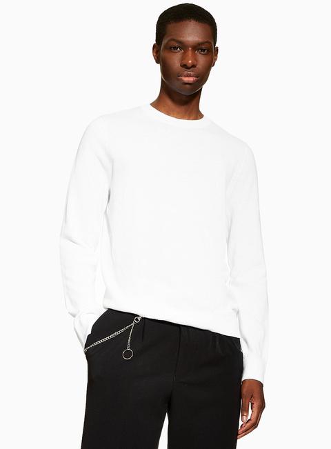 Mens White Essential Jumper, White