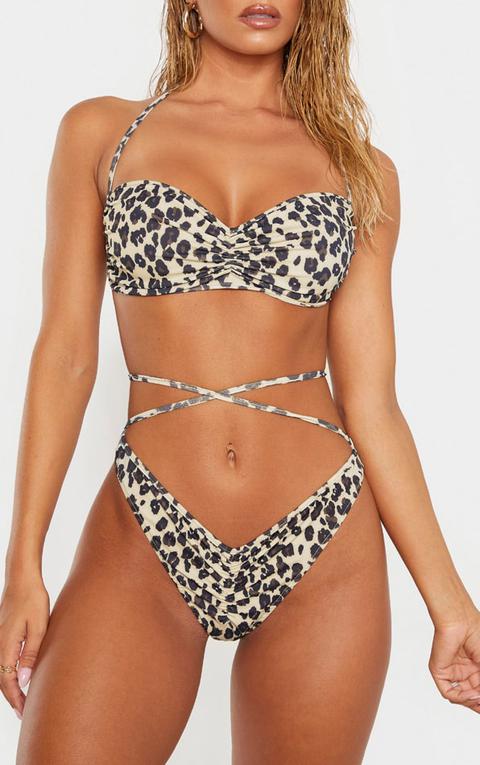 Leopard Ruched Bikini Bottom