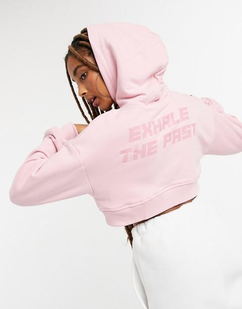 Bershka Cropped Hoodie Co-ord In Pink
