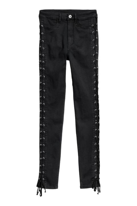 Pantalón De Sarga Con Lazada - Negro