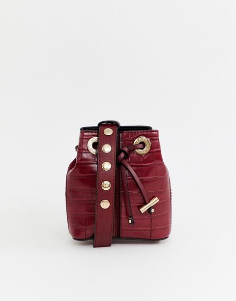 River Island - Borsetta A Secchiello Con Cintura Bordeaux - Rosso