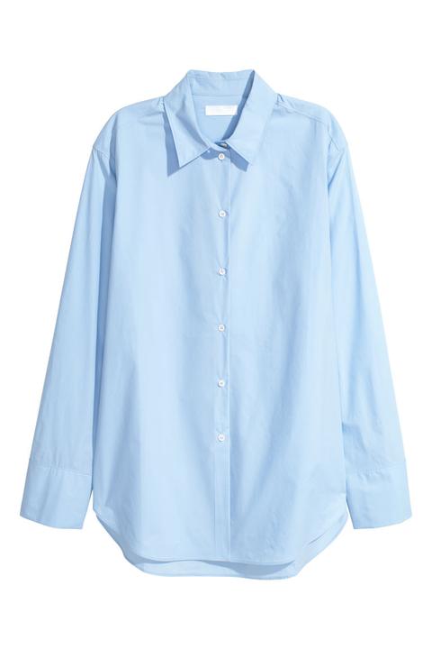 H & M - Camicia In Cotone Pima - Blu