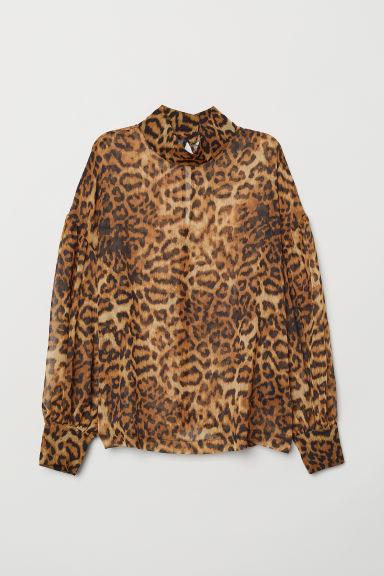 H & M - Blusa Con Estampado Leopardo - Marrón