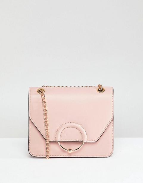 Asos Design Ring And Ball Cross Body Bag With Chain Strap - Pink