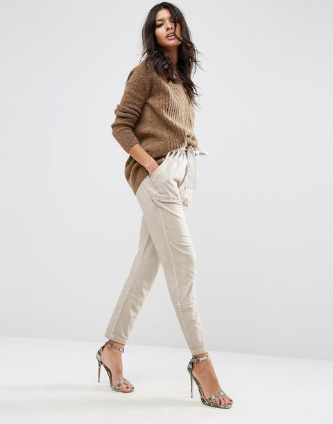 Pantalón De Pinzas Con Cintura Anudada Y Acabado Lavado De Asos