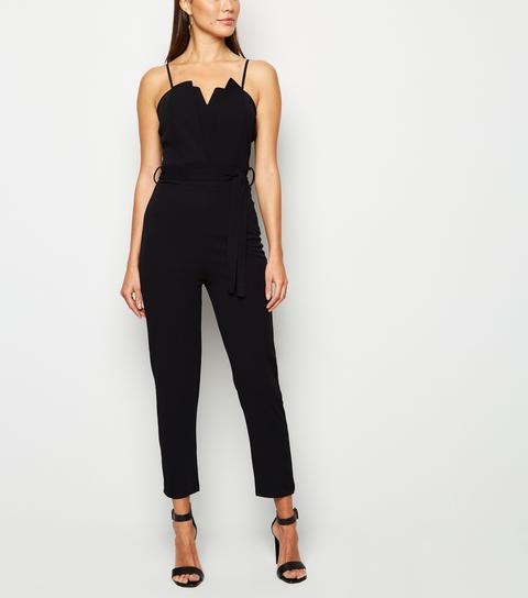 Missfiga Black Notch Neck Belted Jumpsuit New Look