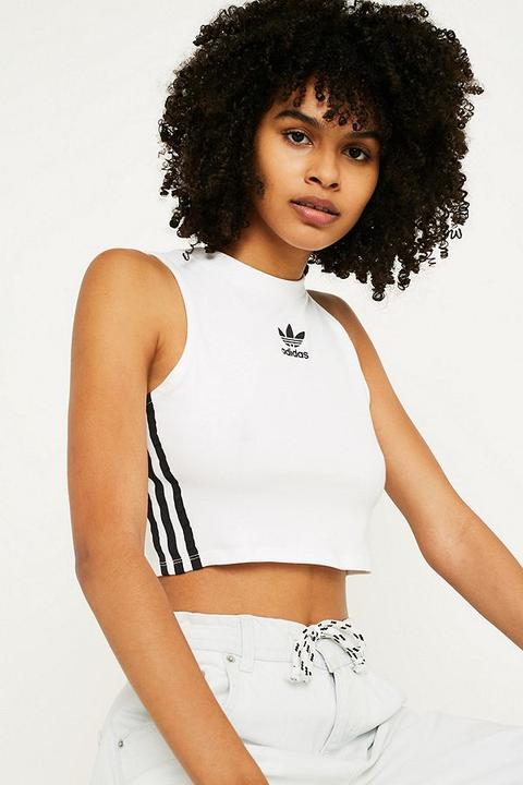 Adidas Originals White Sleeveless Crop Tank Top