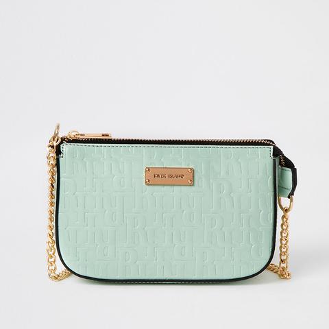 Green Patent Ri Embossed Underarm Bag