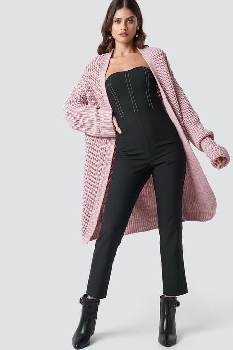 Long Knitted Cardigan Blush