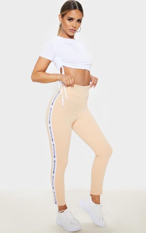 Prettylittlething Petite Fawn Side Tape Leggings