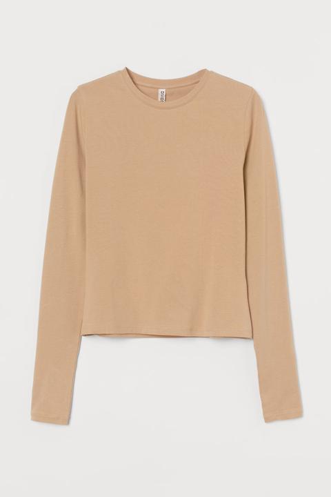 Long-sleeved Top - Beige