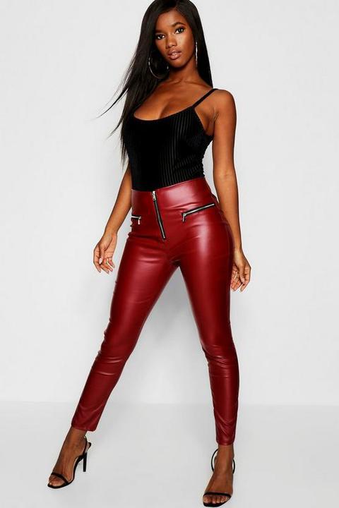 High Waist Leather Look Trousers