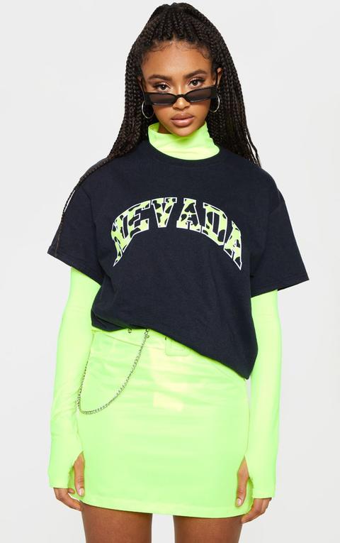 Black Nevada Multi Slogan Oversized Black T Shirt