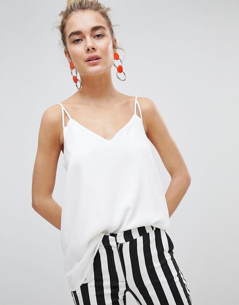 River Island - Top Con Spalline Sottili - Bianco