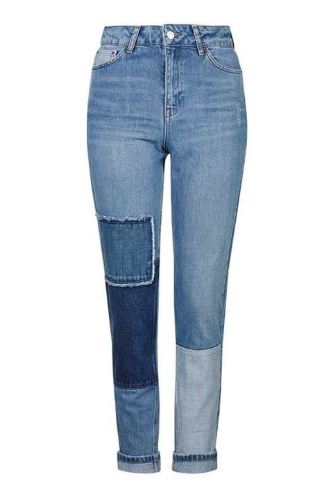 Moto Patchwork Mom Jeans