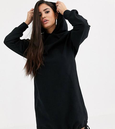 Asos Design Petite - Robe Sweat À Capuche-noir