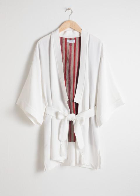 Embroidered Belted Kimono Jacket