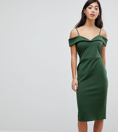 Vestido De Tubo Midi En Neopreno Con Escote Bardot Y Tiras De Asos Petite