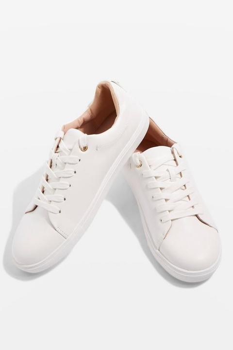 Womens Coffee Lace Up Trainers - White, White