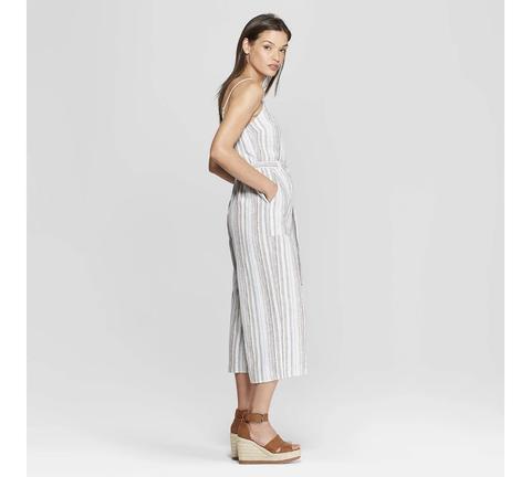Universal Thread Womens Striped Sleeveless V-Neck Knit Wide Leg Jumpsuit M