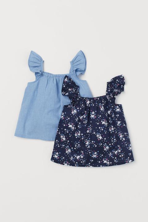 H & M - Top Con Volant, 2 Pz - Blu