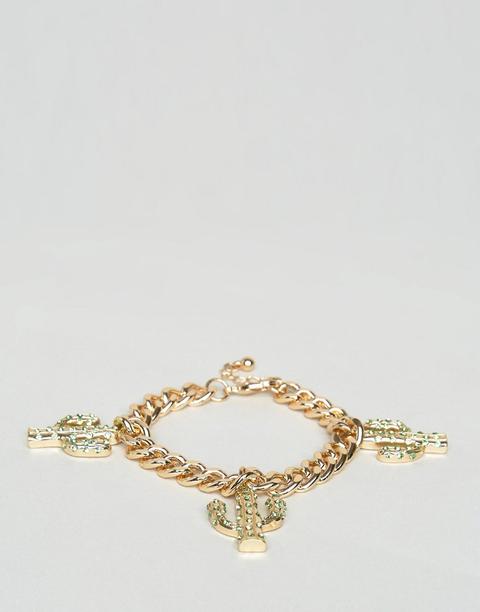 Asos Premium - Bracciale Con Ciondoli Con Cactus - Oro