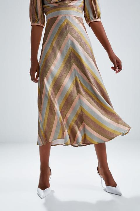 zara metallic thread skirt