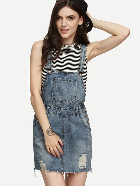 Vestido Peto Denim Roto Azul