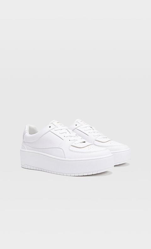 Stradivarius Baskets Avec Empiècements Contrastants Femme Blanc 36