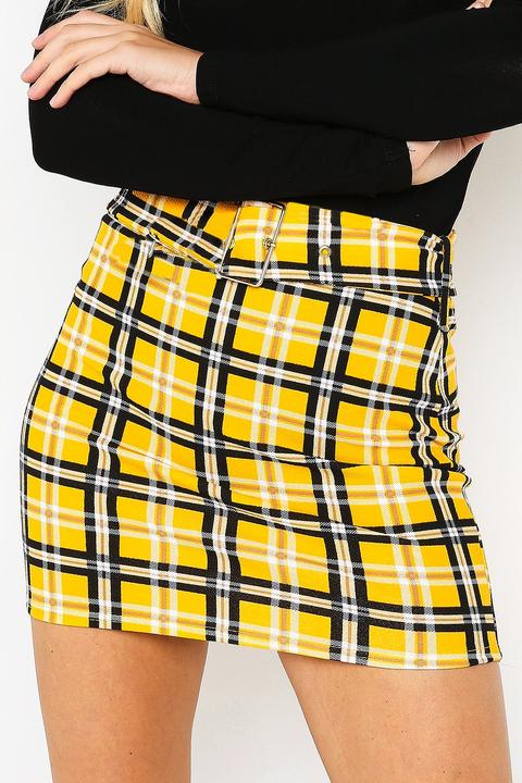 Lasula yellow tartan on sale skirt