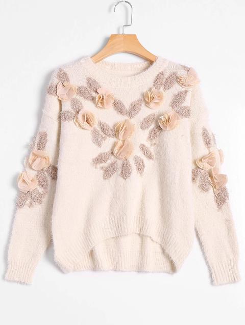 Maglione Fuzzy Bowknot Applique