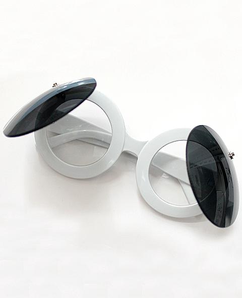 White Round Lenses Double Layer Sunglasses